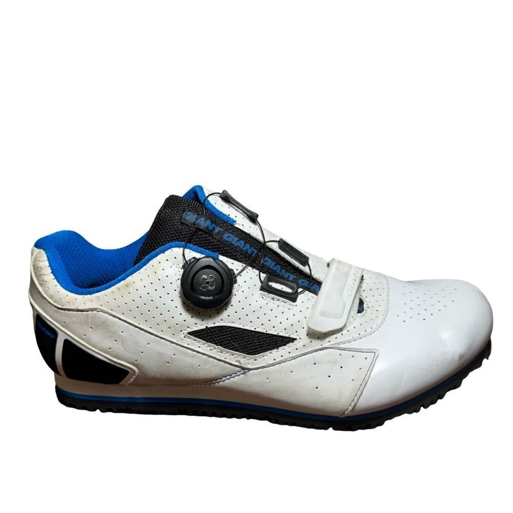 Men's Athletic Cycling Shoe - White with Blue Accents